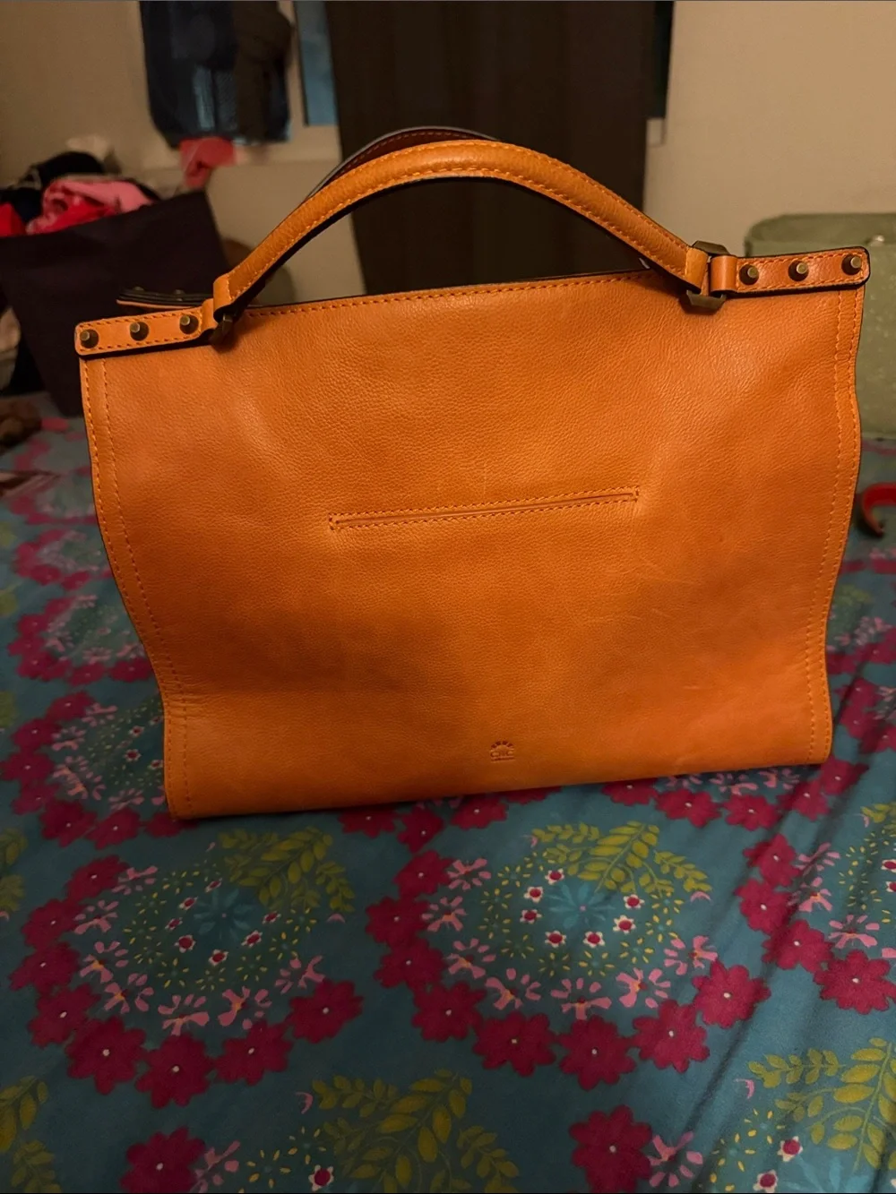 C&C California Orange Leather Top-Handle Satchel NWOT